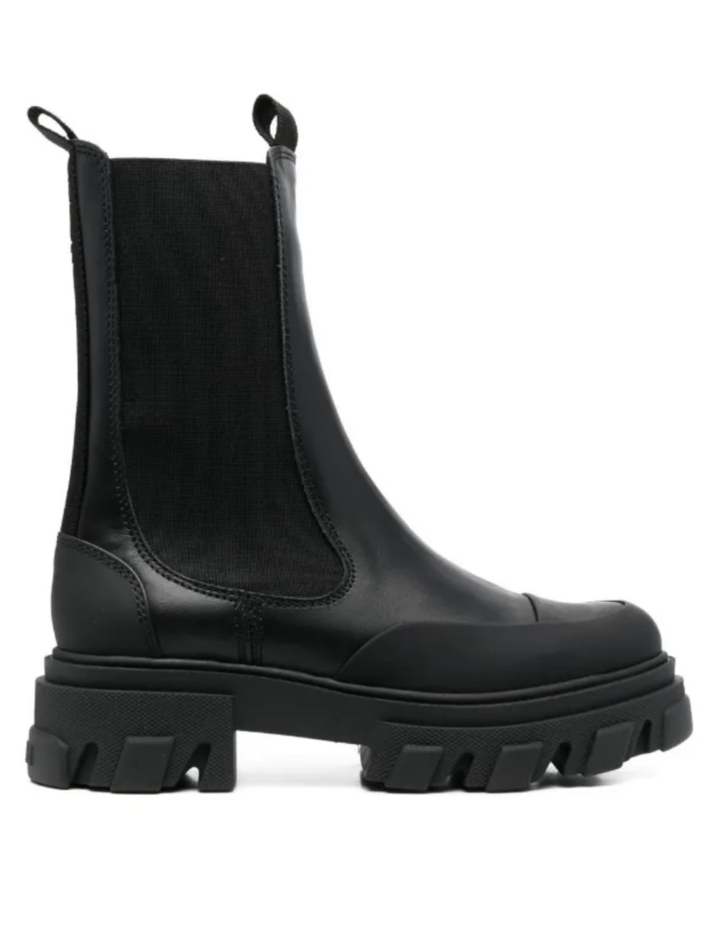 GANNI Black Cleated Mid Chelsea Boots size 38